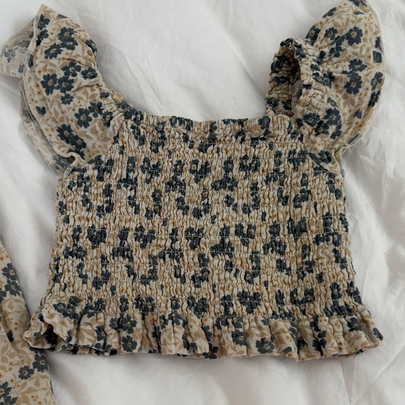 Rylee + Cru Floral Kids Dress Sz 4 Set - Cream and Cornflower Blue Print - Picture 3 of 5